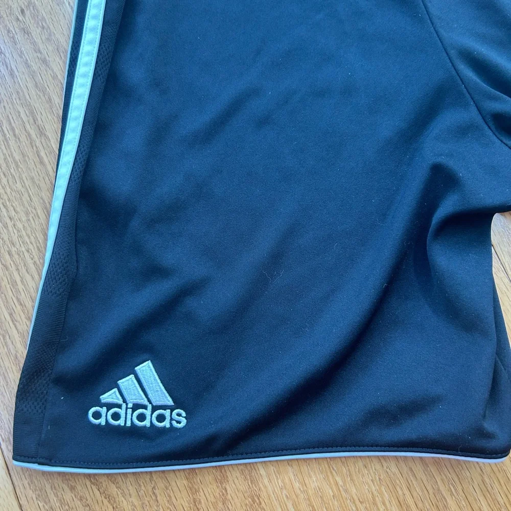 Adidas Youth Boys Small Black Soccer Shorts White Stripes Climacool Athletic‎ S